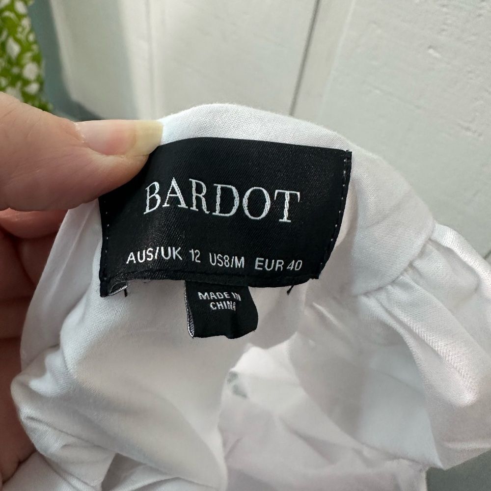 Bardot White High Low Puff Sleeve Dress Size 8 NWT - Picture 10 of 12